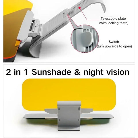 All Vehicles UV Rays Protector Anti Glare Visor - DAY and Night 2 Pieces