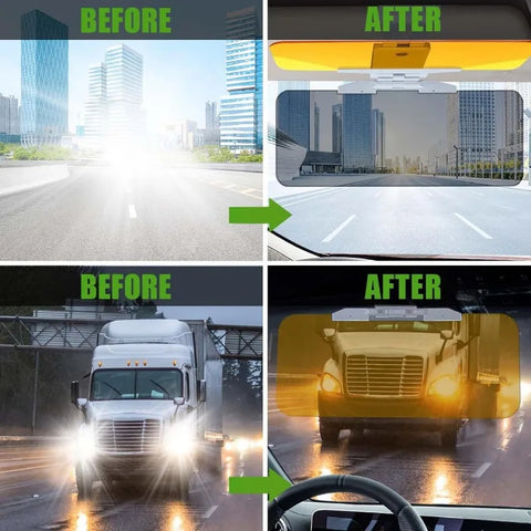 All Vehicles UV Rays Protector Anti Glare Visor - DAY and Night 2 Pieces