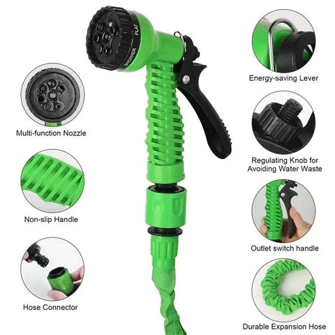 Flawless ™ 7- Modes Water Spray Nozzle with 30 meter Expandable PVC Pipe